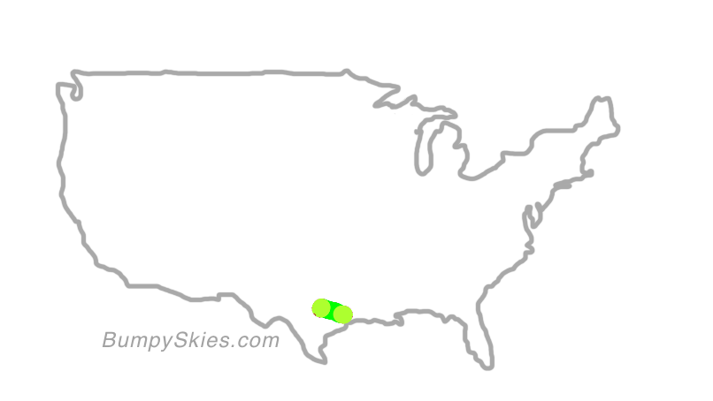 Map of continental US with illustrated flight path and turbulence forecast (described in text below)