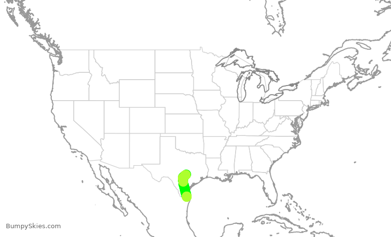 Turbulence forecast map for SWA950, AUS to HRL