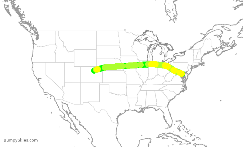 Turbulence forecast map for SWA960, BWI to DEN