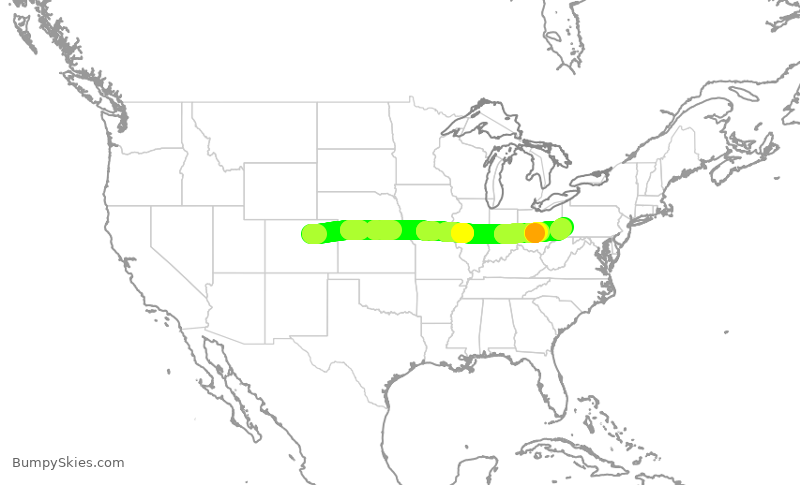 Turbulence forecast map for SWA965, DEN to PIT