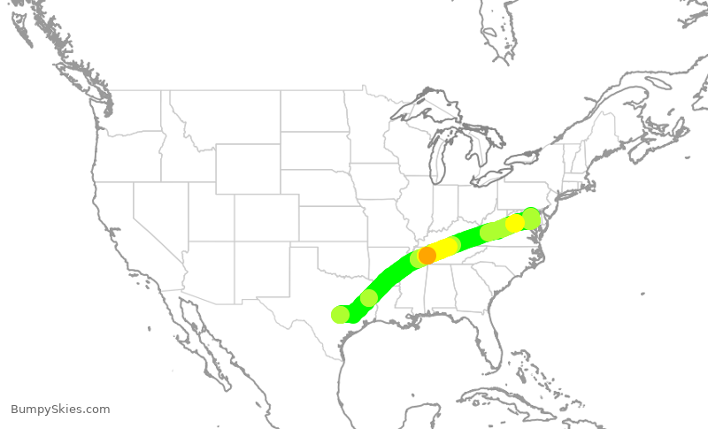 Turbulence forecast map for SWA967, AUS to BWI