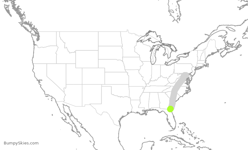Turbulence forecast map for SWA970, BWI to JAX