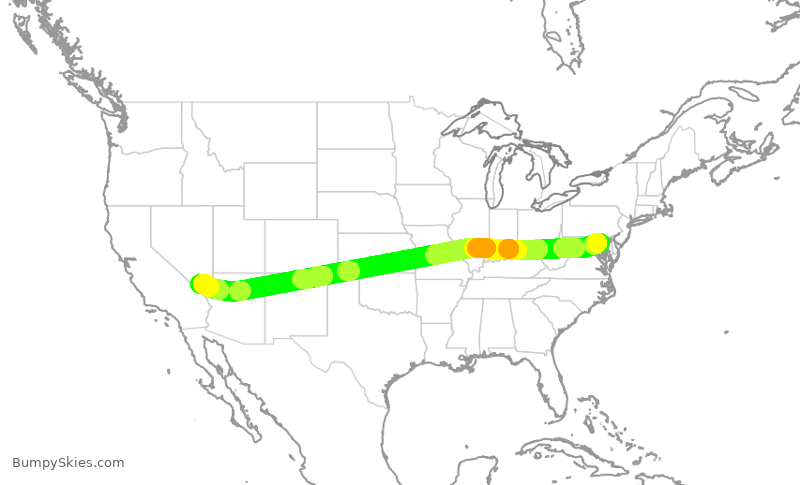 Turbulence forecast map for SWA973, BWI to LAS