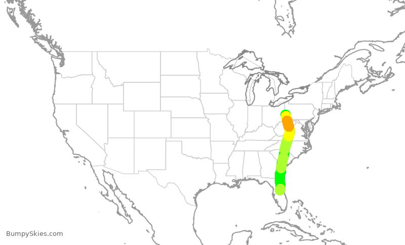 Turbulence forecast map for SWA973, PIT to MCO