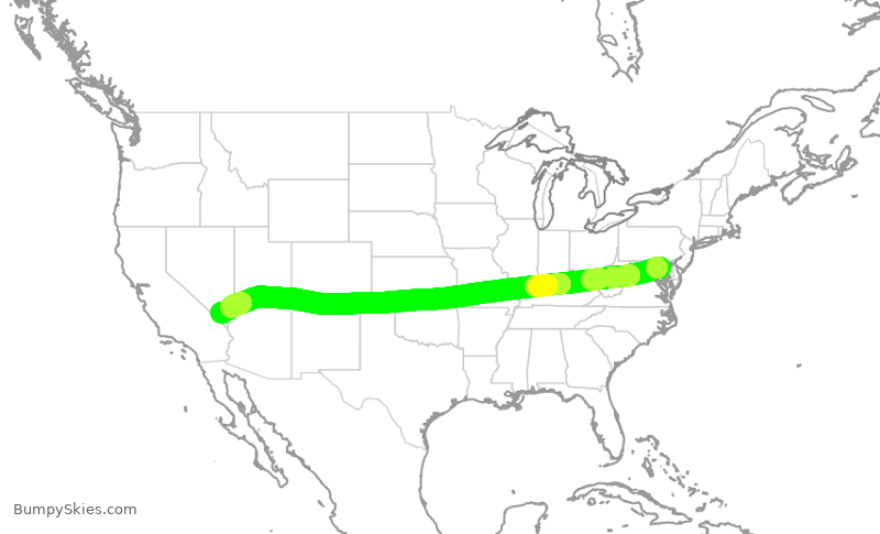 Turbulence forecast map for SWA974, BWI to LAS