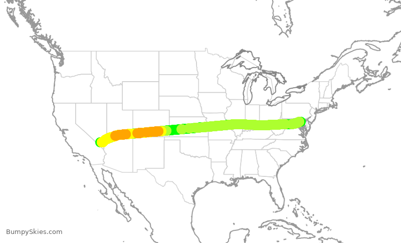Turbulence forecast map for SWA975, BWI to LAS