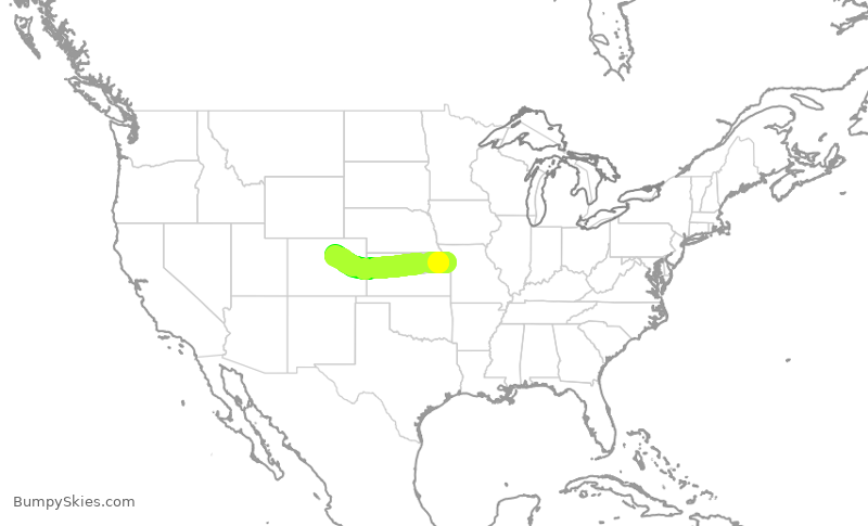 Turbulence forecast map for SWA975, MCI to DEN