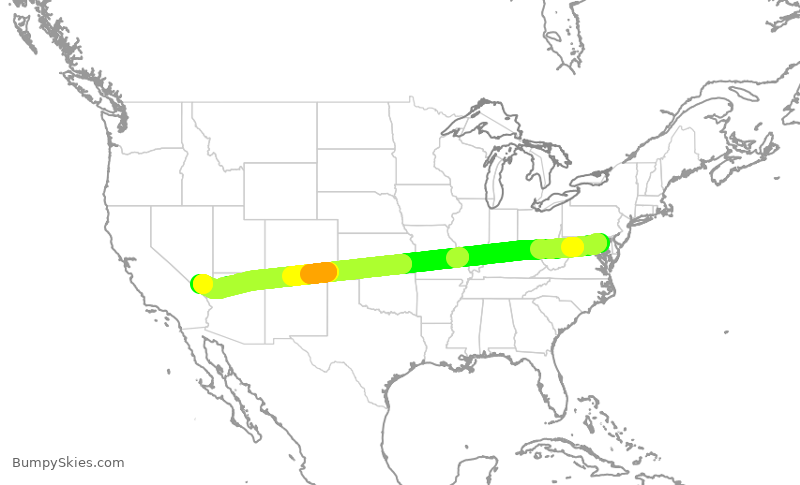 Turbulence forecast map for SWA976, BWI to LAS