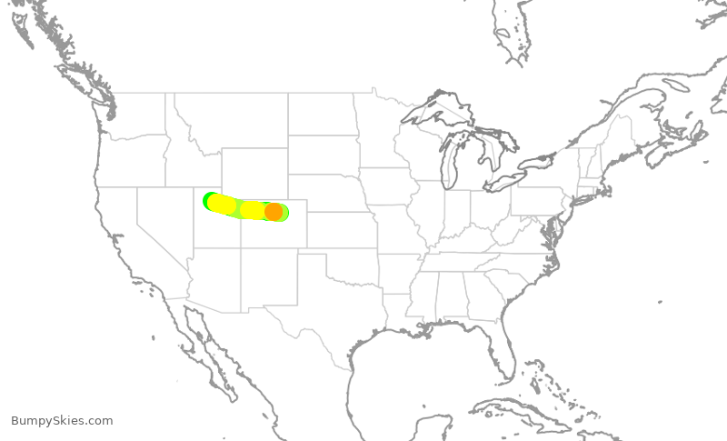 Turbulence forecast map for SWA976, DEN to SLC