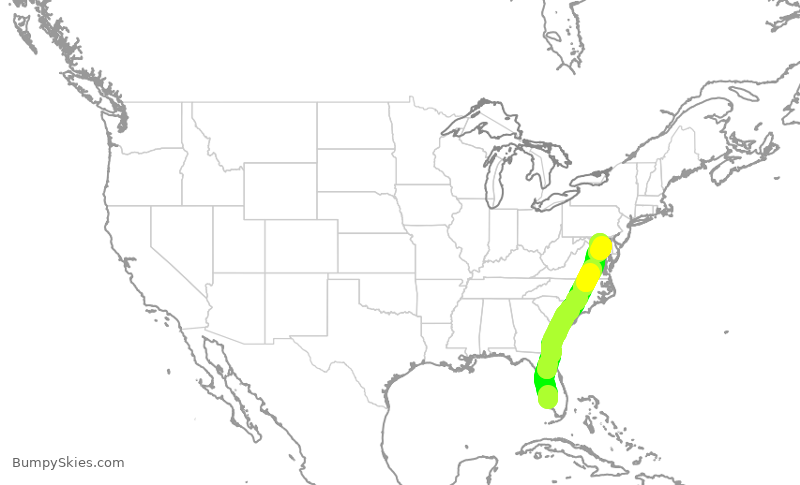 Turbulence forecast map for SWA976, RSW to BWI
