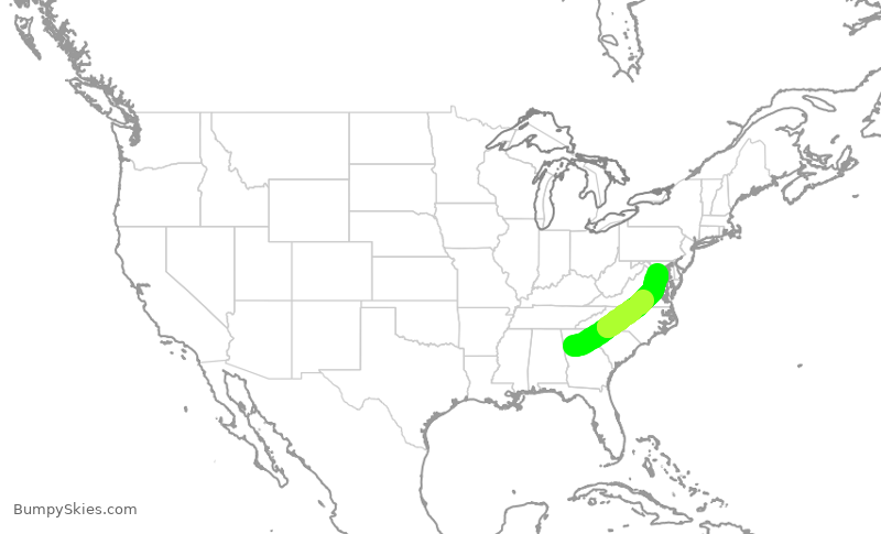 Turbulence forecast map for SWA977, ATL to DCA