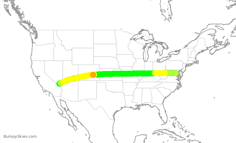 Turbulence forecast map for SWA978, DCA to LAS