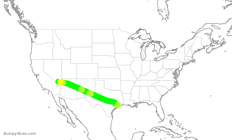 Turbulence forecast map for SWA981, LAS to HOU