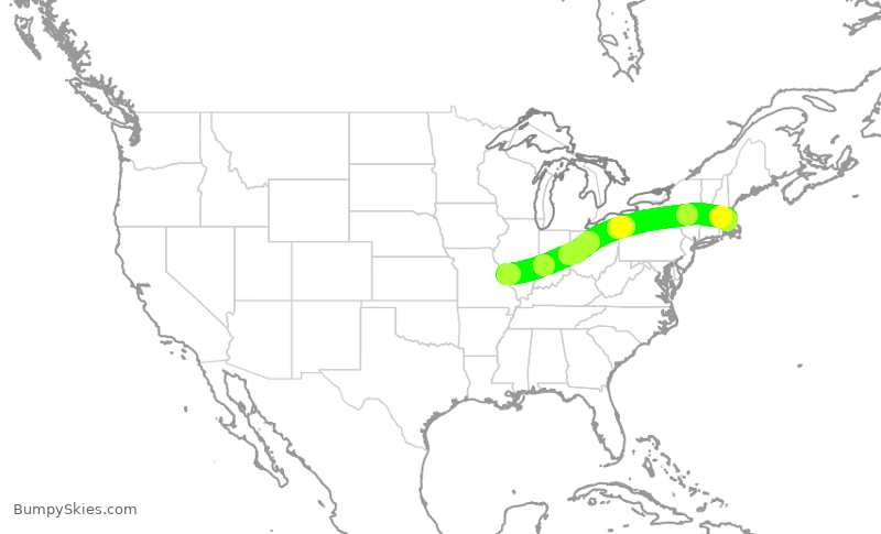 Turbulence forecast map for SWA982, STL to BOS