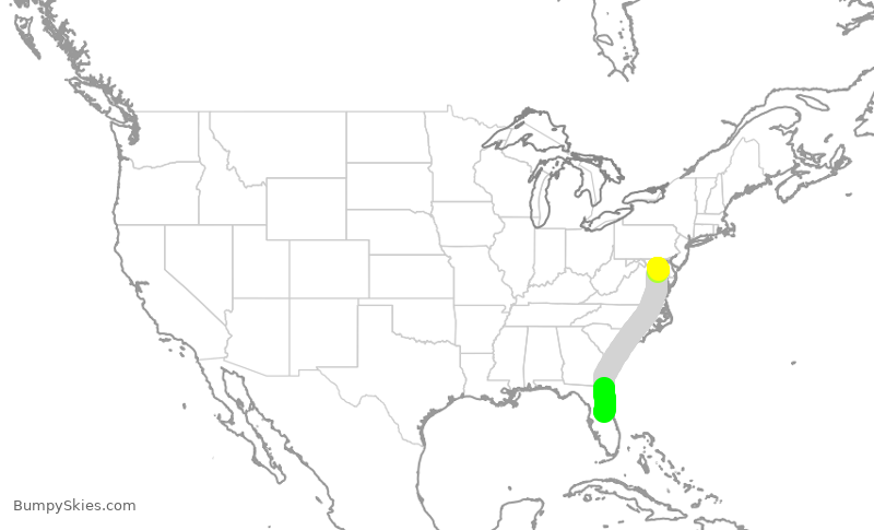 Turbulence forecast map for SWA984, BWI to MCO