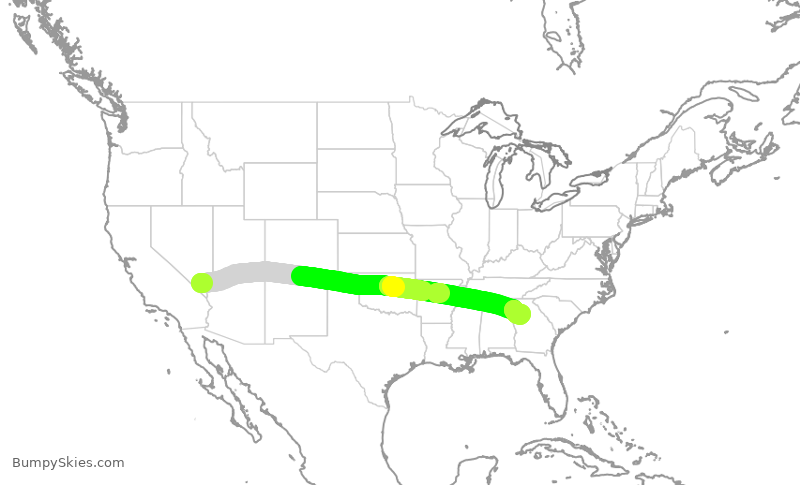 Turbulence forecast map for SWA984, LAS to ATL