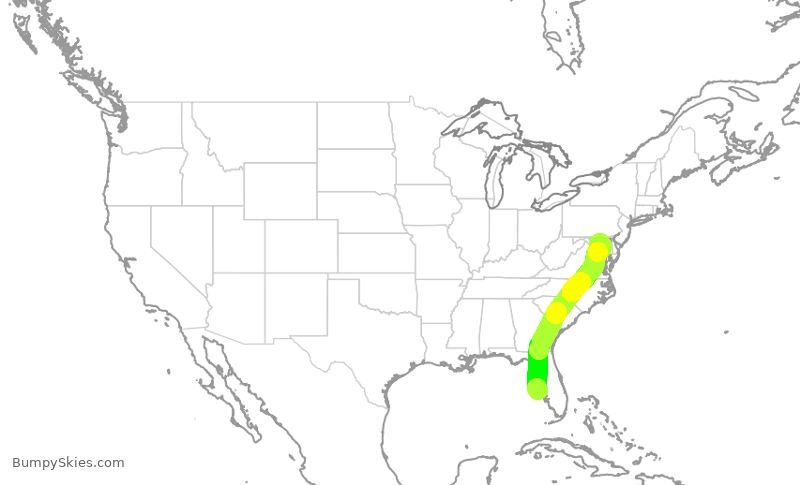 Turbulence forecast map for SWA988, SRQ to BWI