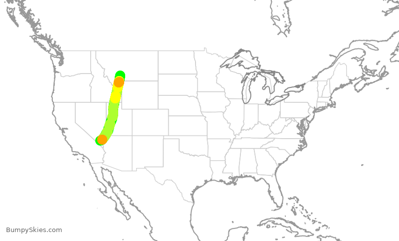 Turbulence forecast map for SWA992, LAS to BZN