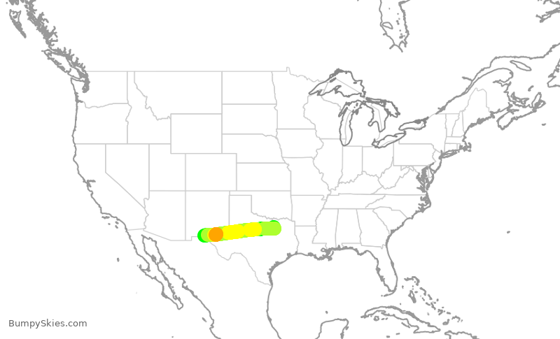 Turbulence forecast map for SWA998, DAL to ELP