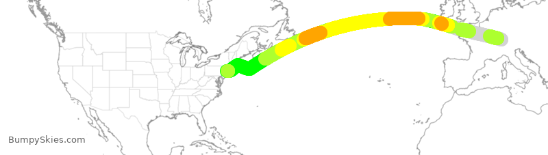 Turbulence forecast map for SWR14, ZRH to JFK