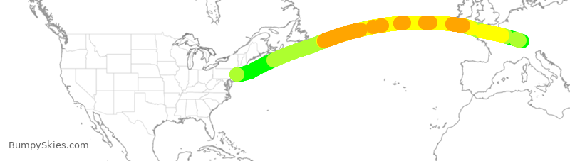 Turbulence forecast map for SWR15, JFK to ZRH