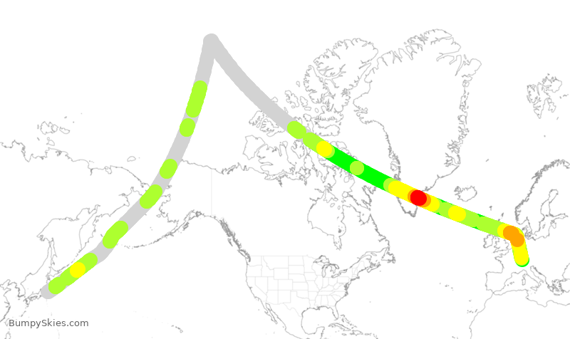 Turbulence forecast map for SWR161, NRT to ZRH