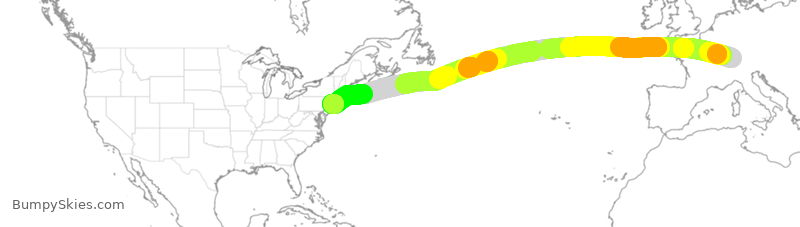 Turbulence forecast map for SWR16, ZRH to JFK