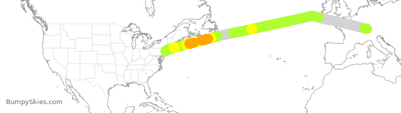 Turbulence forecast map for SWR19, EWR to ZRH