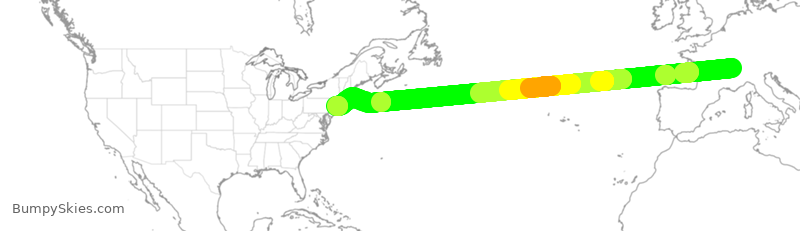 Turbulence forecast map for SWR22, GVA to JFK