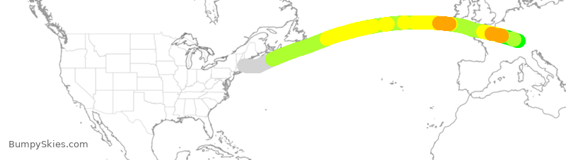 Turbulence forecast map for SWR2, BOS to ZRH