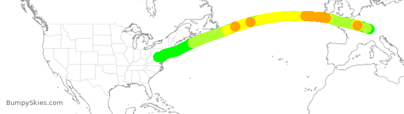 Turbulence forecast map for SWR2, IAD to ZRH