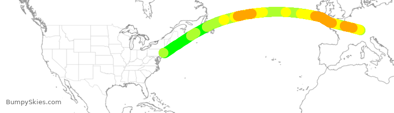 Turbulence forecast map for SWR3, JFK to ZRH