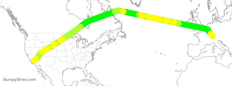 Turbulence forecast map for SWR41, LAX to ZRH