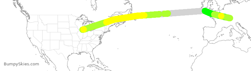 Turbulence forecast map for SWR5009, ORD to ZRH