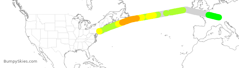 Turbulence forecast map for SWR5019, JFK to ZRH