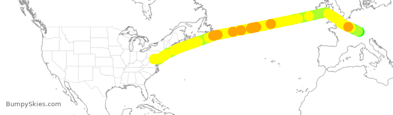 Turbulence forecast map for SWR5173, IAD to SZH