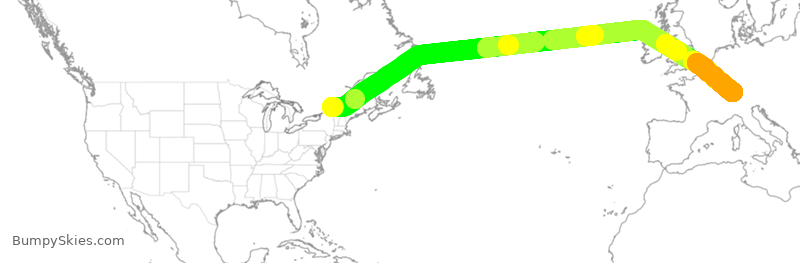 Turbulence forecast map for SWR87, YUL to ZRH