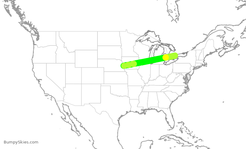 Turbulence forecast map for SYB88, YYZ to OMA