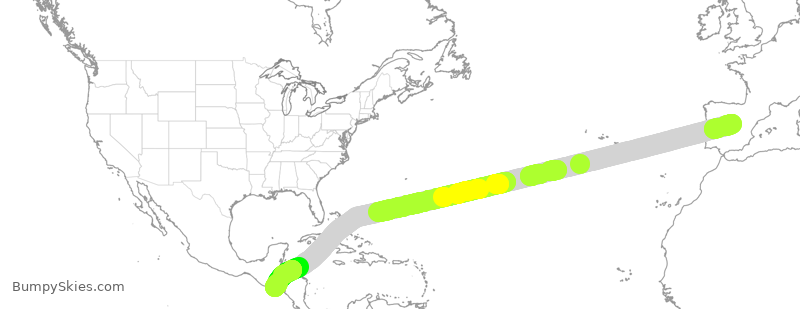 Turbulence forecast map for TAI301, MAD to SAL