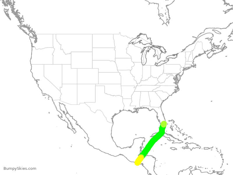 Turbulence forecast map for TAI311, MIA to SAL