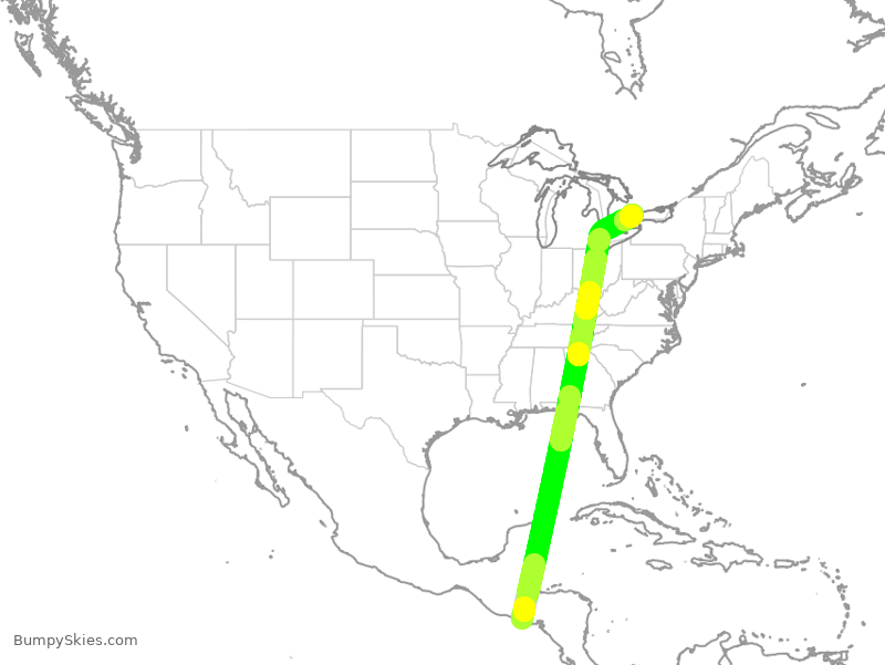 Turbulence forecast map for TAI324, SAL to YYZ