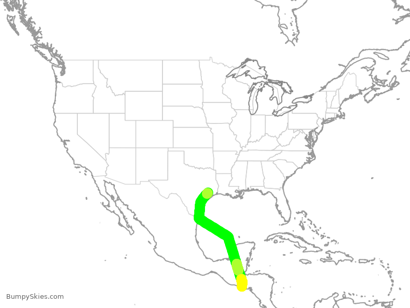 Turbulence forecast map for TAI367, IAH to SAL