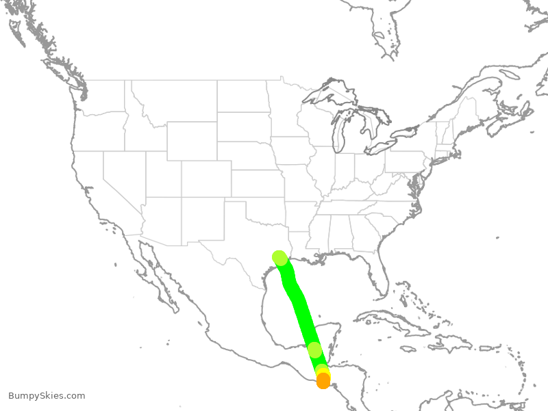 Turbulence forecast map for TAI425, IAH to SAL