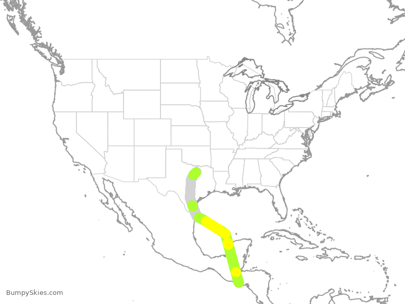 Turbulence forecast map for TAI440, SAL to DFW