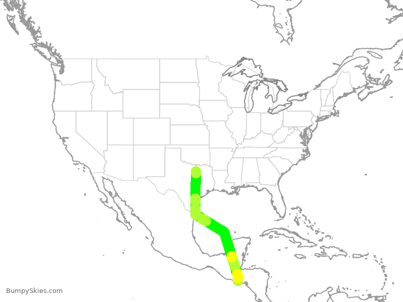 Turbulence forecast map for TAI441, DFW to SAL