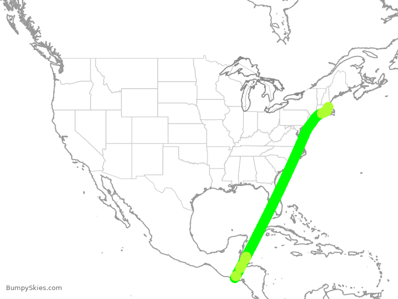 Turbulence forecast map for TAI444, SAL to BOS