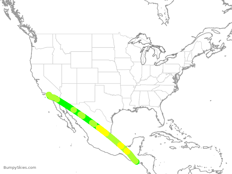 Turbulence forecast map for TAI520, SAL to LAX