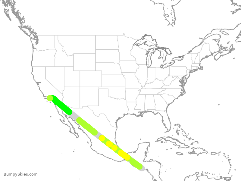 Turbulence forecast map for TAI522, SAL to LAX