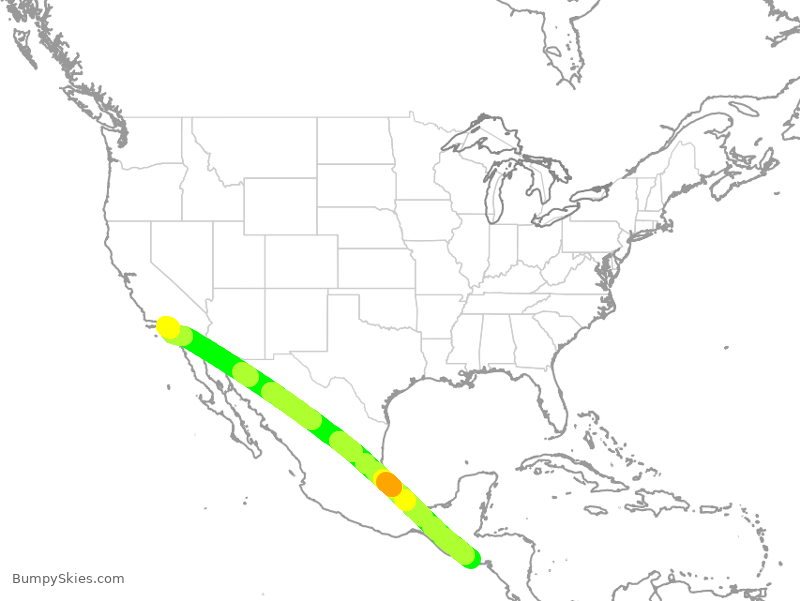 Turbulence forecast map for TAI528, SAL to LAX