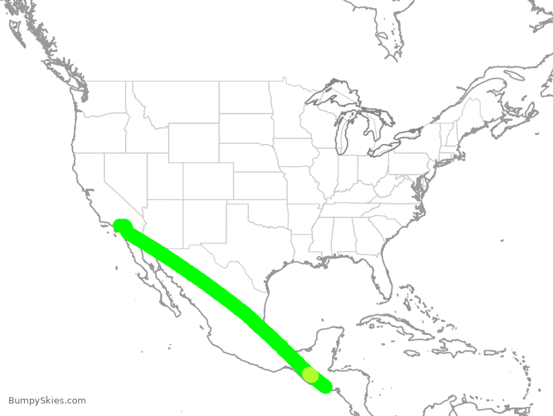 Turbulence forecast map for TAI530, SAL to ONT